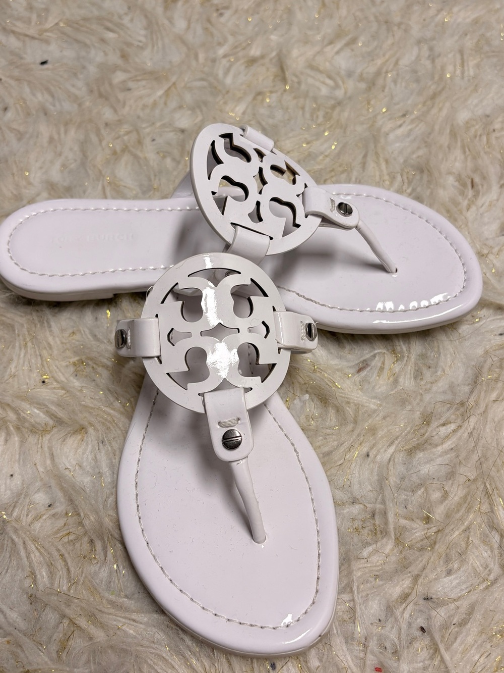 Tory Burch Miller Sandal patent leather , white 6.5